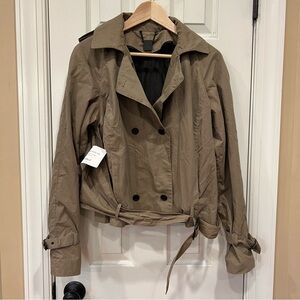 Shipley & Halmos Short Double Breasted Trench Coat Brown Tan Women’s Large